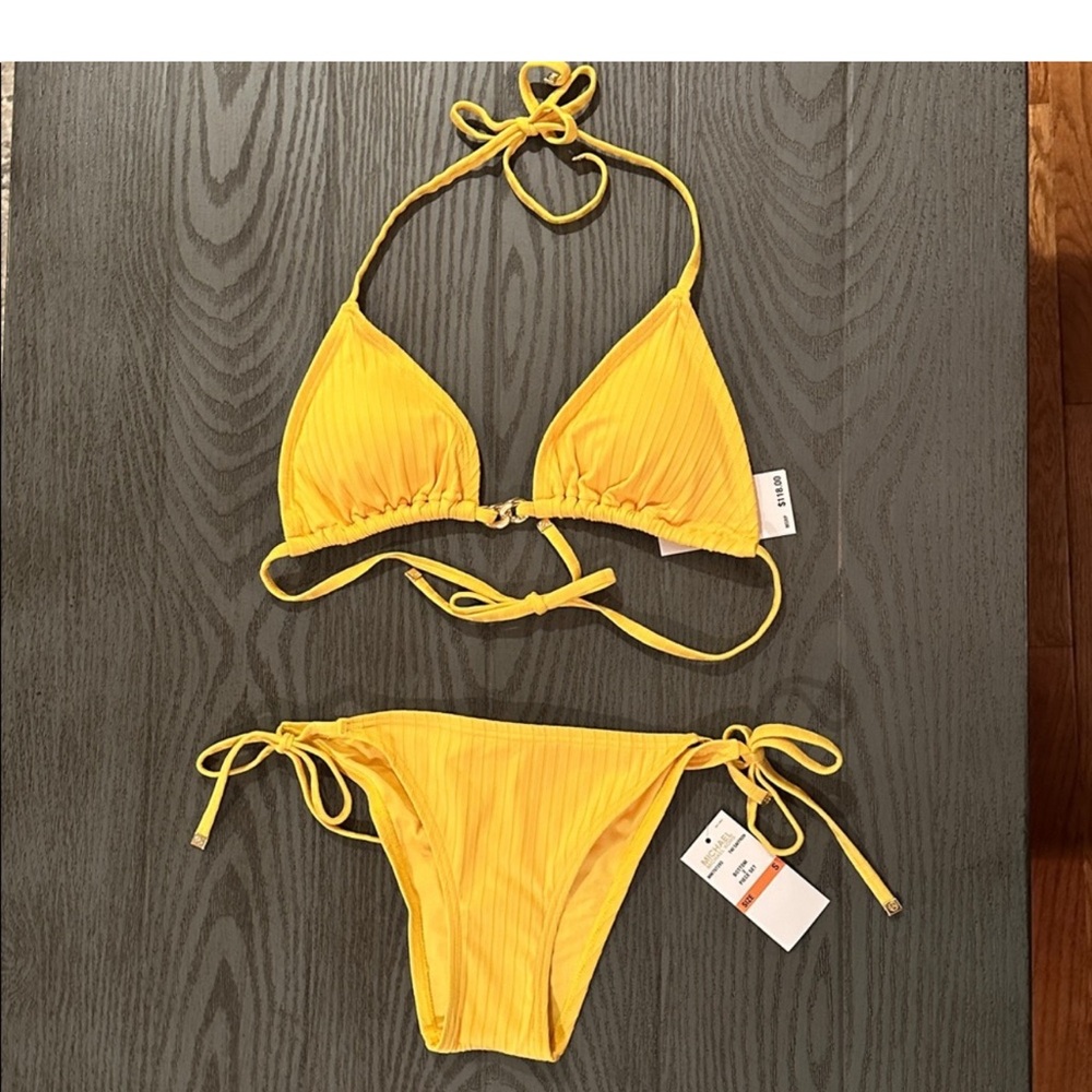 Michael Kors Yellow Ribbed Bikini Set